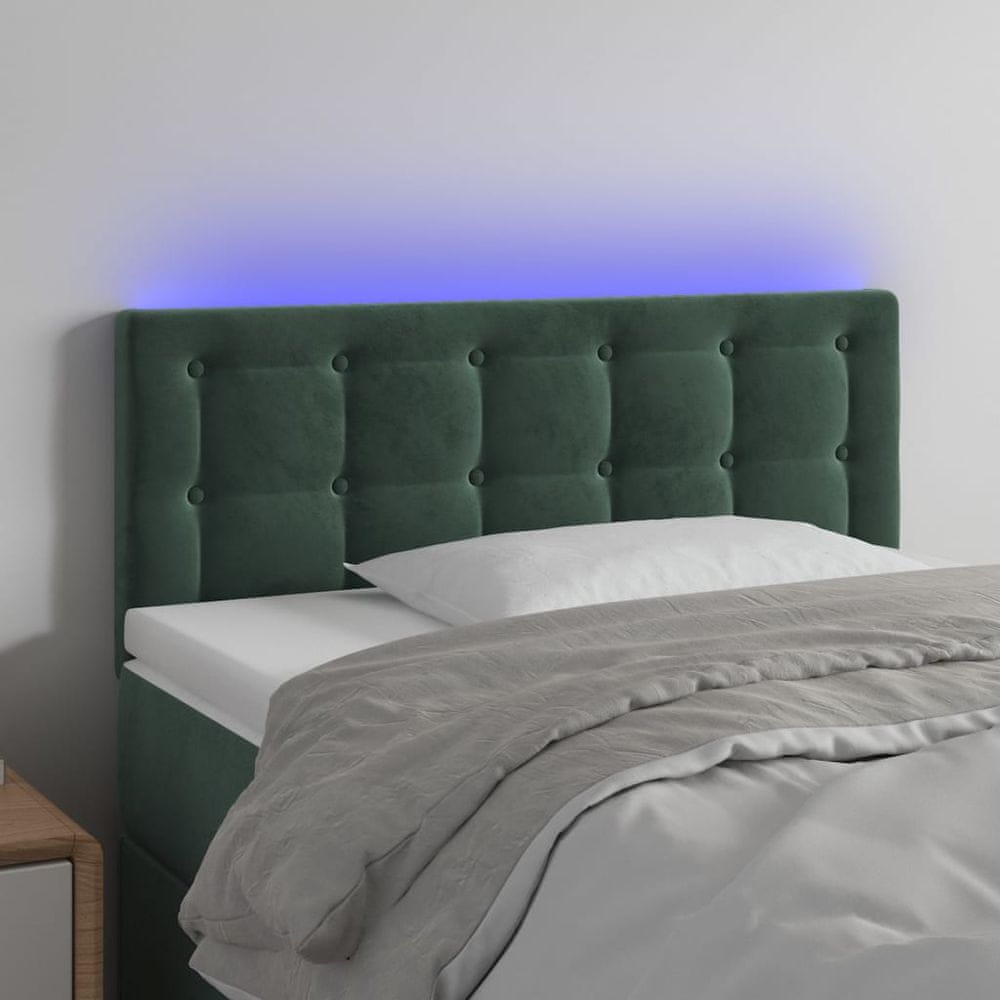 Vidaxl Čelo postele s LED tmavozelené 80x5x78/88 cm zamat
